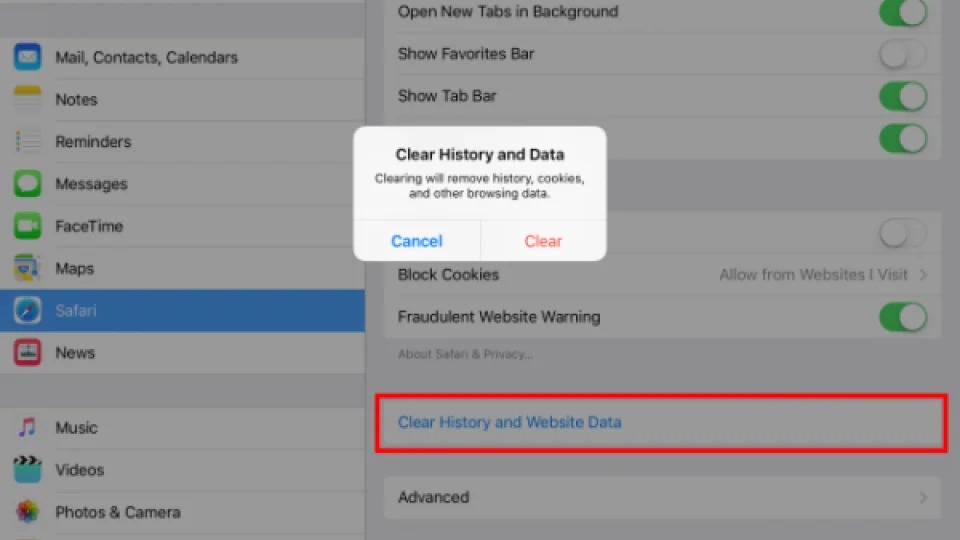 Clear the App Cache on the iPad and iPhone