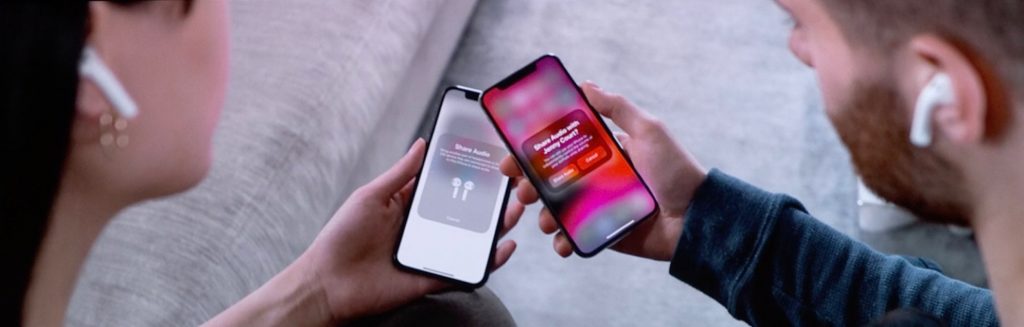 How can two Apple iPhones exchange audio